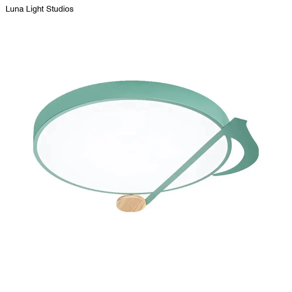 Contemporary Drum LED Ceiling Lamp - White/Gray/Green with Music Notes - Ideal for Bedroom Lighting