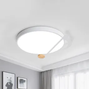 Contemporary Drum LED Ceiling Lamp - White/Gray/Green with Music Notes - Ideal for Bedroom Lighting