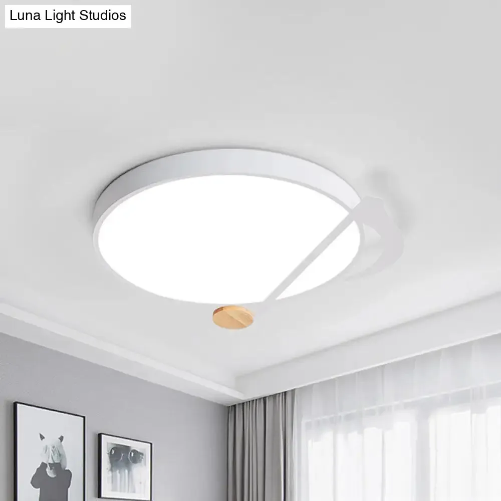 Contemporary Drum LED Ceiling Lamp - White/Gray/Green with Music Notes - Ideal for Bedroom Lighting
