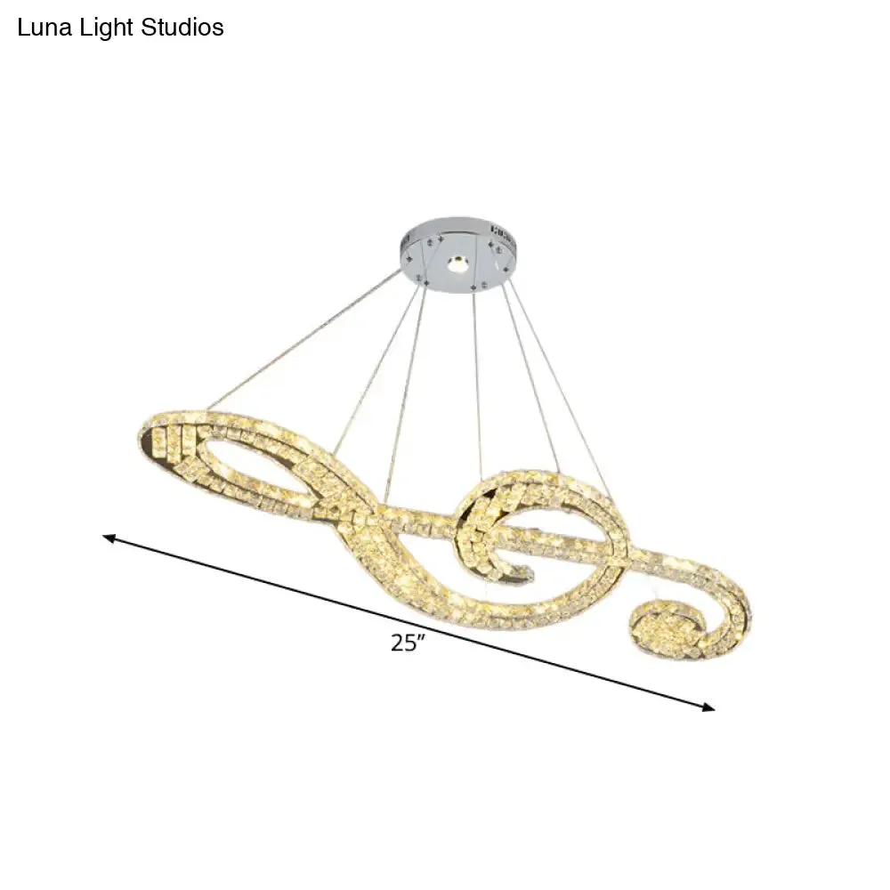 Contemporary Stainless-Steel LED Music Note Pendant Chandelier for Bedroom