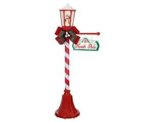 cozy "North Pole" Snowfall Lamp Post, LED Lights, Music & Animated Blowing Snow, (56 Inches Tall), Christmas Decoration