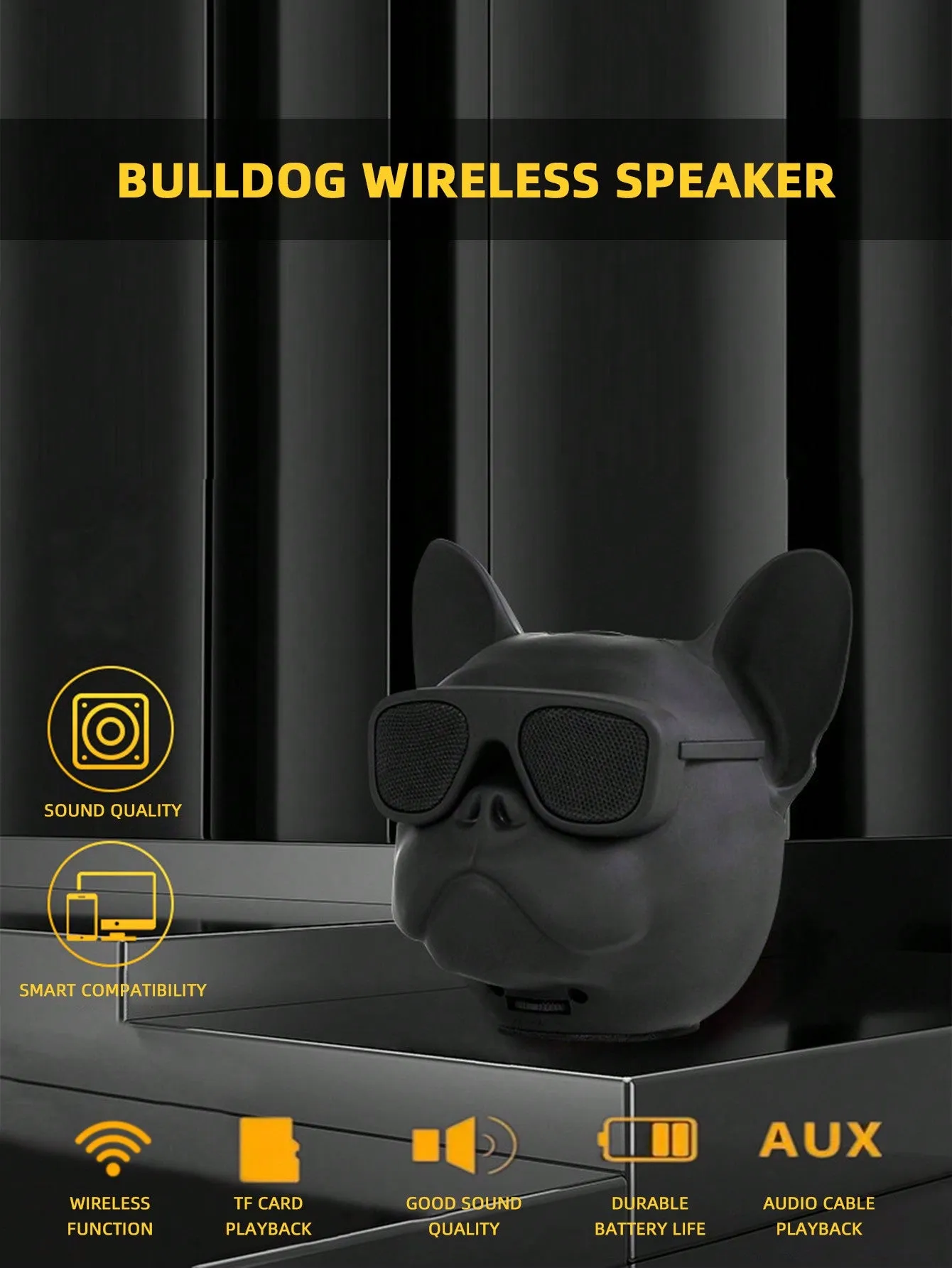 Creative Puffer Dog Design Wireless Speaker Touch Dog Head