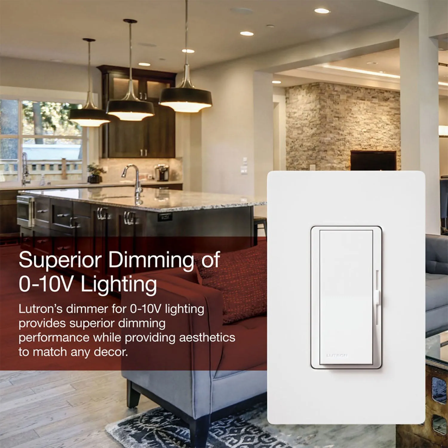 Diva 0-10V LED/Fluorescent Dimmer Switch, 120V-277V, 8 Amp, Single-Pole/3-Way, White