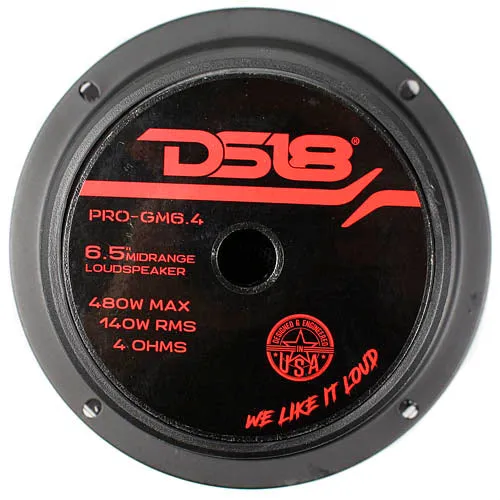 DS18 PRO-GM6.4 6.5" Midrange Loud Speaker 4 Ohm 480 Watts Max Mid Range Single
