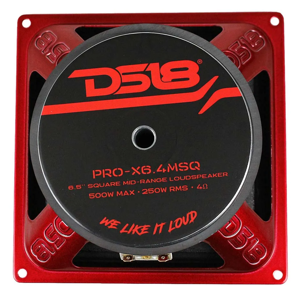 DS18 PRO-X6.4MSQ 6.5" x 6.5" 500 Watt 4 Ohm Black Square Midrange Loudspeaker