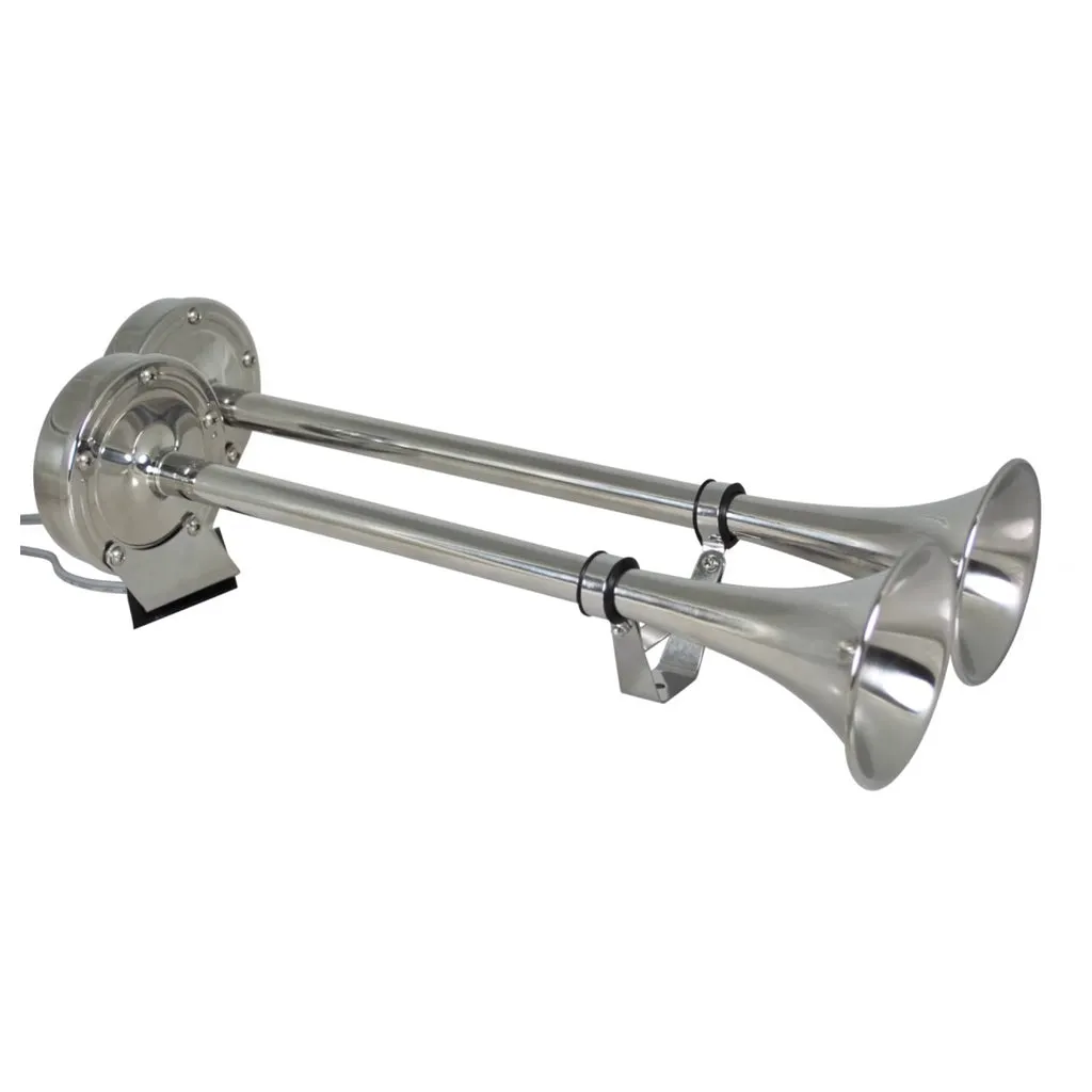 Dual Stainless Steel Trumpet Horn 12 Volt