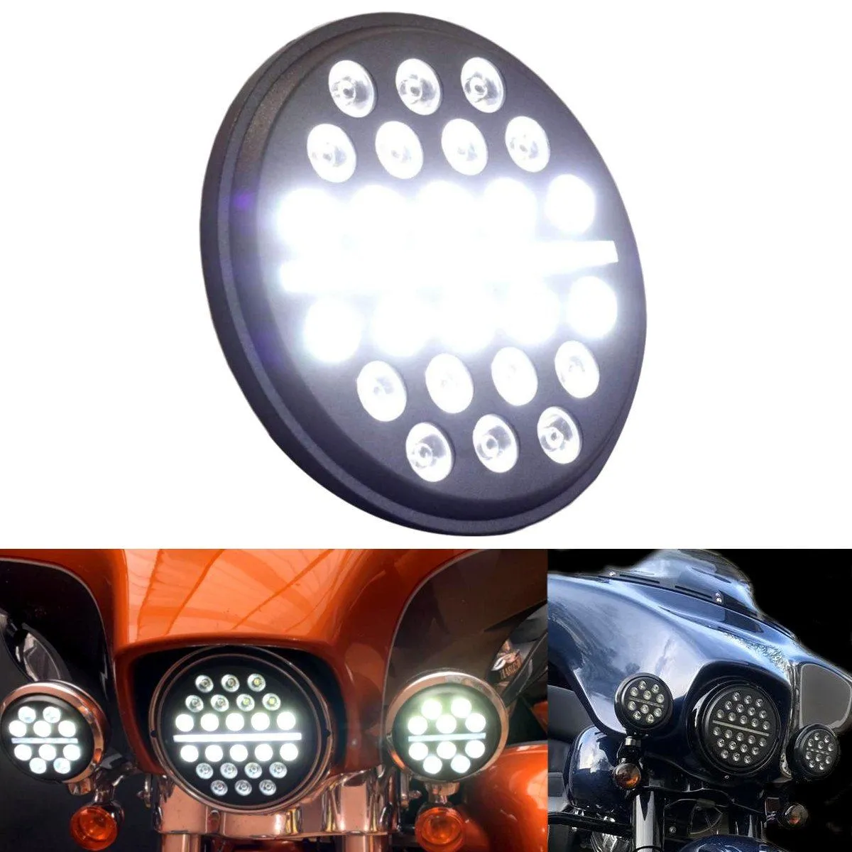 Eagle Lights 7" SLIM LINE Multi LED Projection Headlight - Black - Fits All 7" Harley Davidson and Indian Headlight Buckets