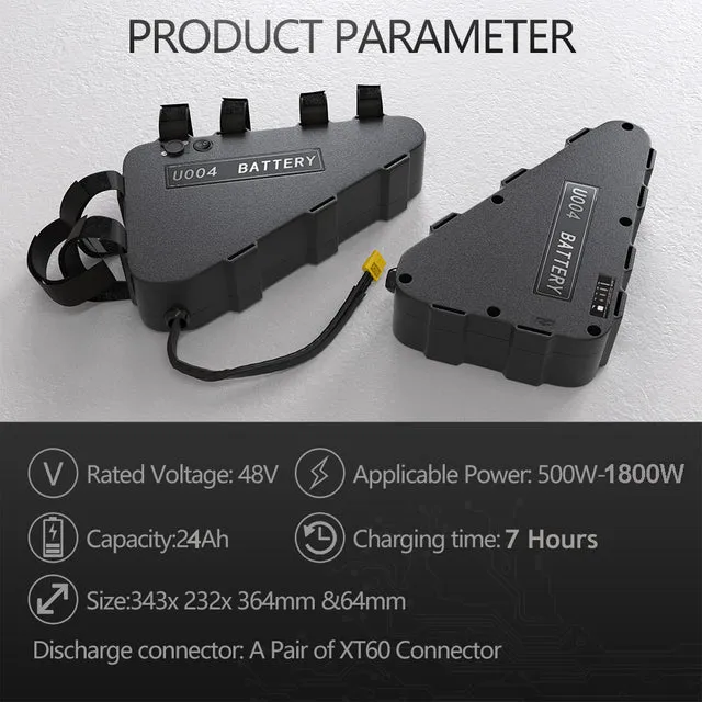 eBike Battery 48V 52V 20Ah 24Ah 18650 Triangle Electric Bicycle Bateria Pack for Bafang TSDZ2 2000W 1500W 1000W 750W 500W Motor