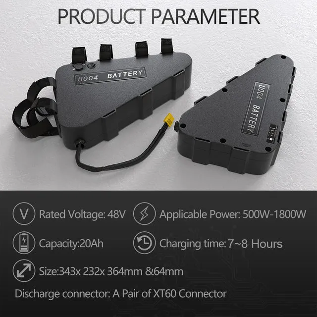 eBike Battery 48V 52V 20Ah 24Ah 18650 Triangle Electric Bicycle Bateria Pack for Bafang TSDZ2 2000W 1500W 1000W 750W 500W Motor