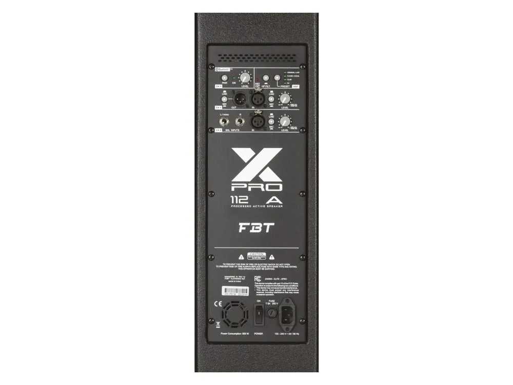 FBT X-PRO 112A 1200W 300W Active Speaker w/Bluetooth - 12" 1"