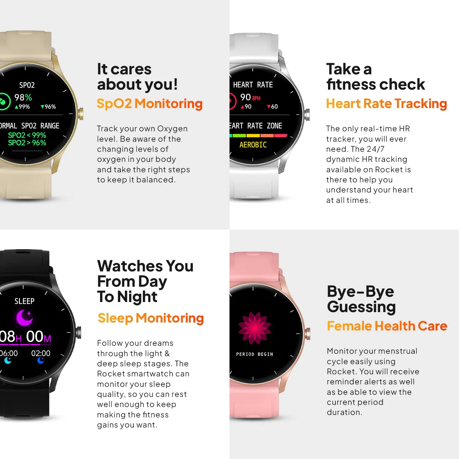 Fire-Boltt Rocket SmartWatch ‎BSW093 1.3" Bluetooth Calling Smartwatch with AI Voice Assistant, 100  Sports Modes, 360 Health Suite Champagne Gold