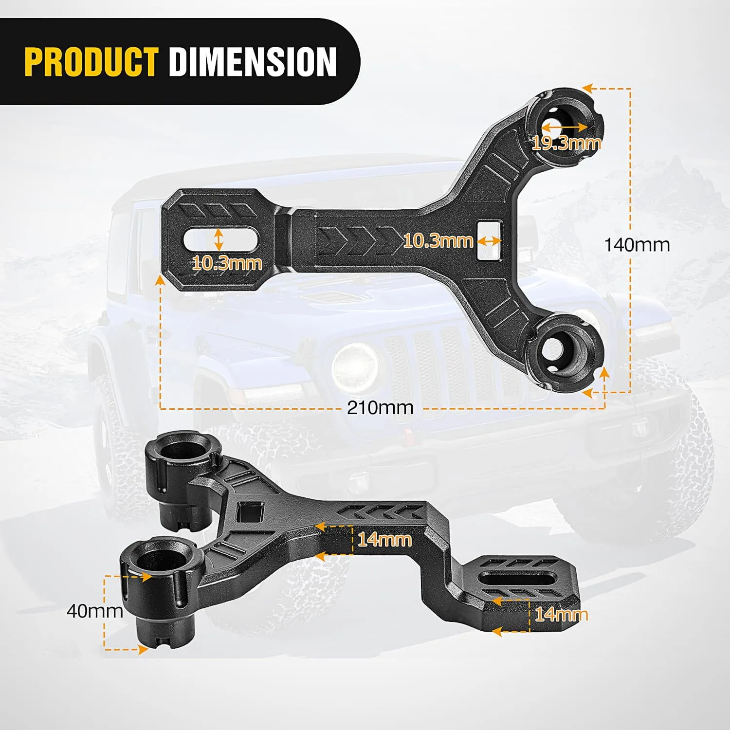 Front A-Pillar Dual Hood Mounts For 2018-2023 Jeep Wrangler JL/JLU 2020-2023 Gladiator JT