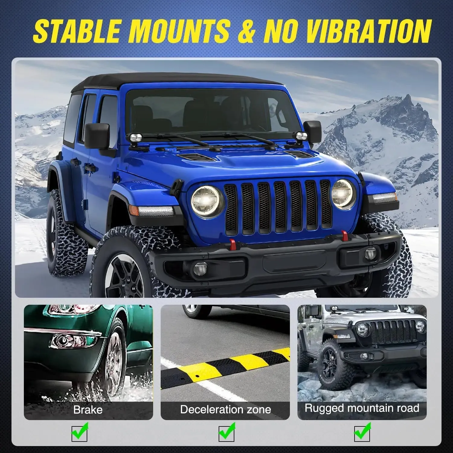 Front A-Pillar Hood Cowl Mounts For 2018-2023 Jeep Wrangler JL/JLU 2020-2023 Gladiator JT