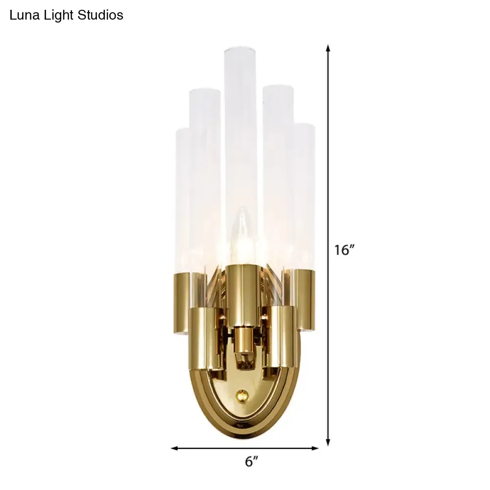 Frosted Glass Wall Sconce Lamp - Modern Stylish Tubed Design with Brass Finish - Ideal for Living Room Lighting
