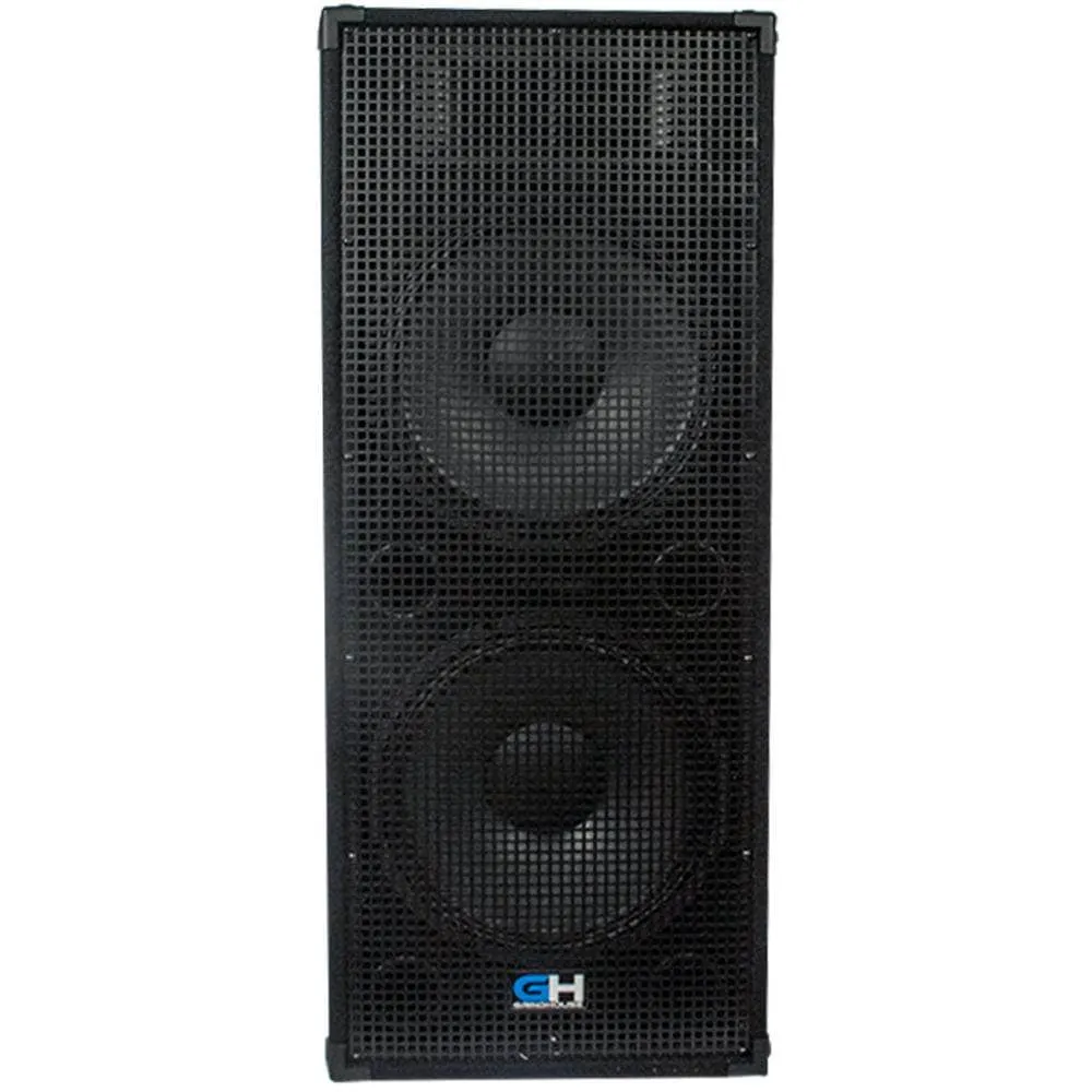 GH215L - Passive Dual 15 Inch 2-Way PA/DJ Loudspeaker Cabinet - 1450 Watt Full Range PA/DJ Band Live Sound Speaker