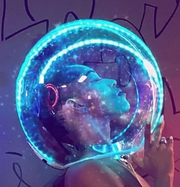 Gogo bar show atmosphere led lights costumes LED show props headdress nightclub bar luminous party Helemet Space Warrior costume