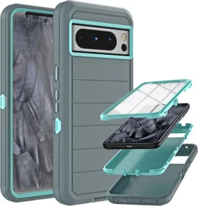 Google Pixel 8 Pro Case Built in Screen Protector/Drop Proof 3-Layer Case -Black