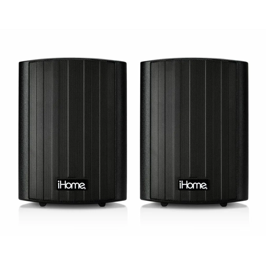 iHome IHSI-525BT-PR-BLK 5.25 Inch Bluetooth Outdoor 150W Watt Waterproof Wall Mounted Speaker Pair