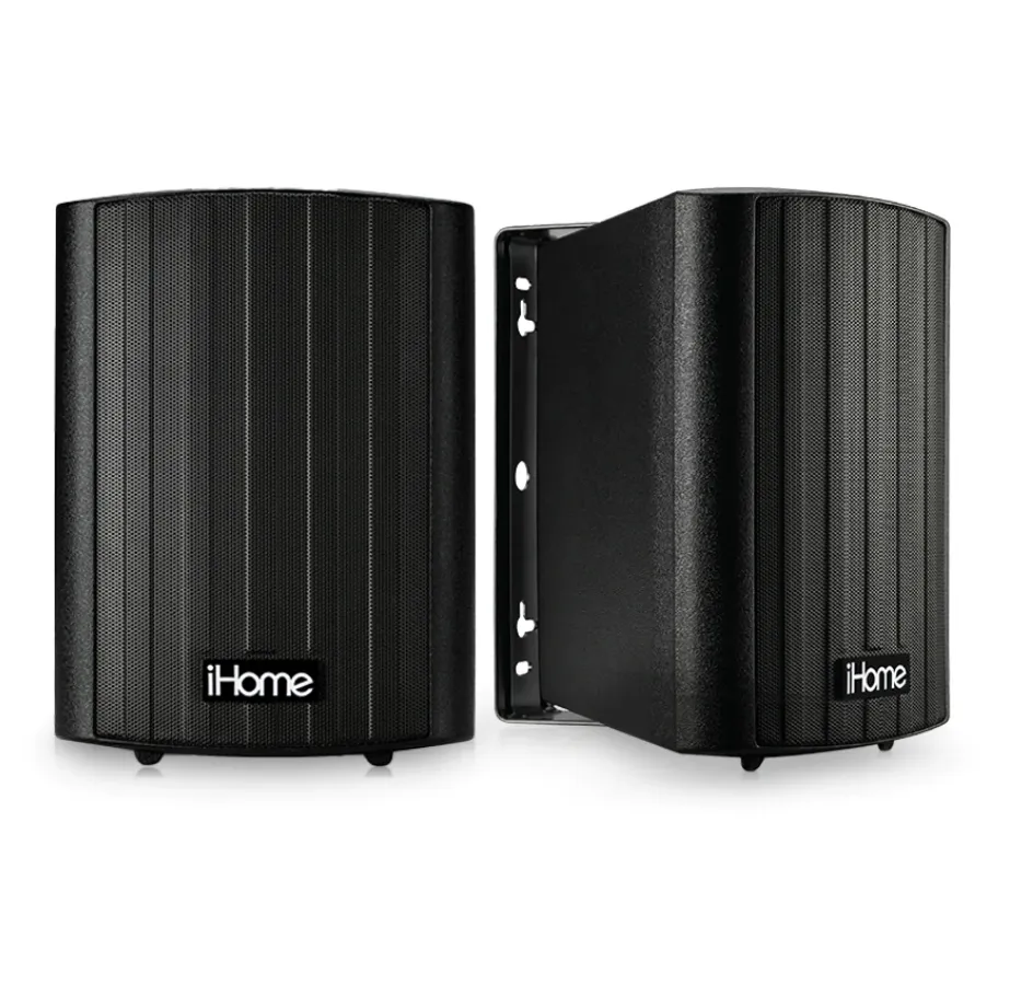 iHome IHSI-525BT-PR-BLK 5.25 Inch Bluetooth Outdoor 150W Watt Waterproof Wall Mounted Speaker Pair