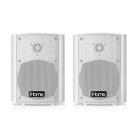 iHome IHSI-525BT-PR-WHT 5.25 Inch Bluetooth Outdoor 150W Watt Waterproof Wall Mounted Speaker Pair