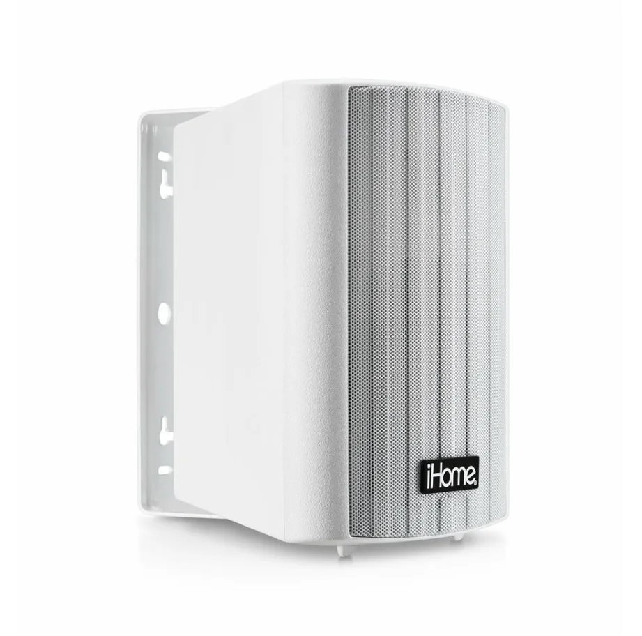 iHome IHSI-525BT-PR-WHT 5.25 Inch Bluetooth Outdoor 150W Watt Waterproof Wall Mounted Speaker Pair