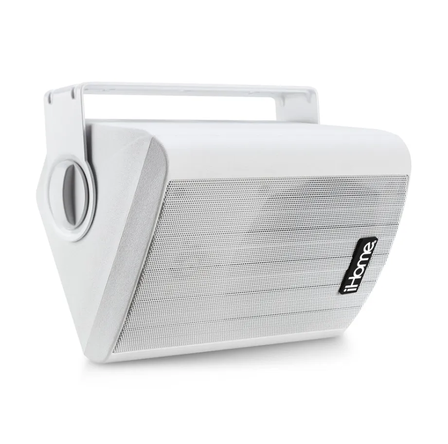 iHome IHSI-525BT-PR-WHT 5.25 Inch Bluetooth Outdoor 150W Watt Waterproof Wall Mounted Speaker Pair