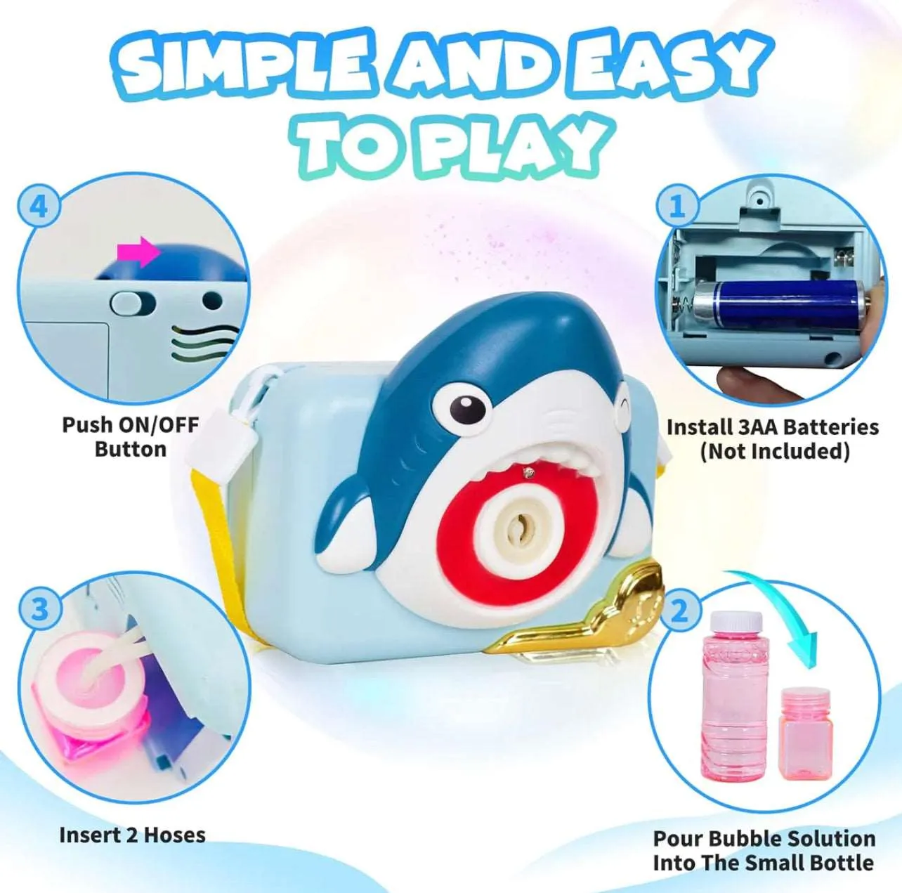 Interactive Bubble Camera Toy for Kids with Light and Music