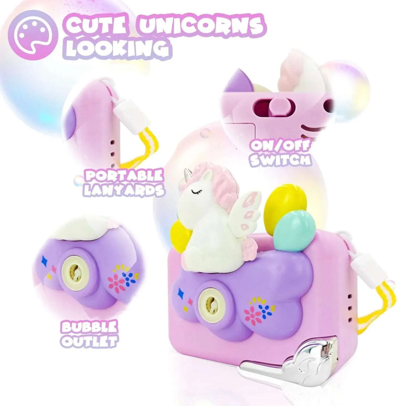 Interactive Bubble Camera Toy for Kids with Light and Music