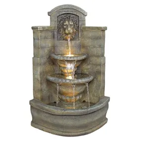 Italian Saint Remy Lion Corner Fountain With LED and Pump