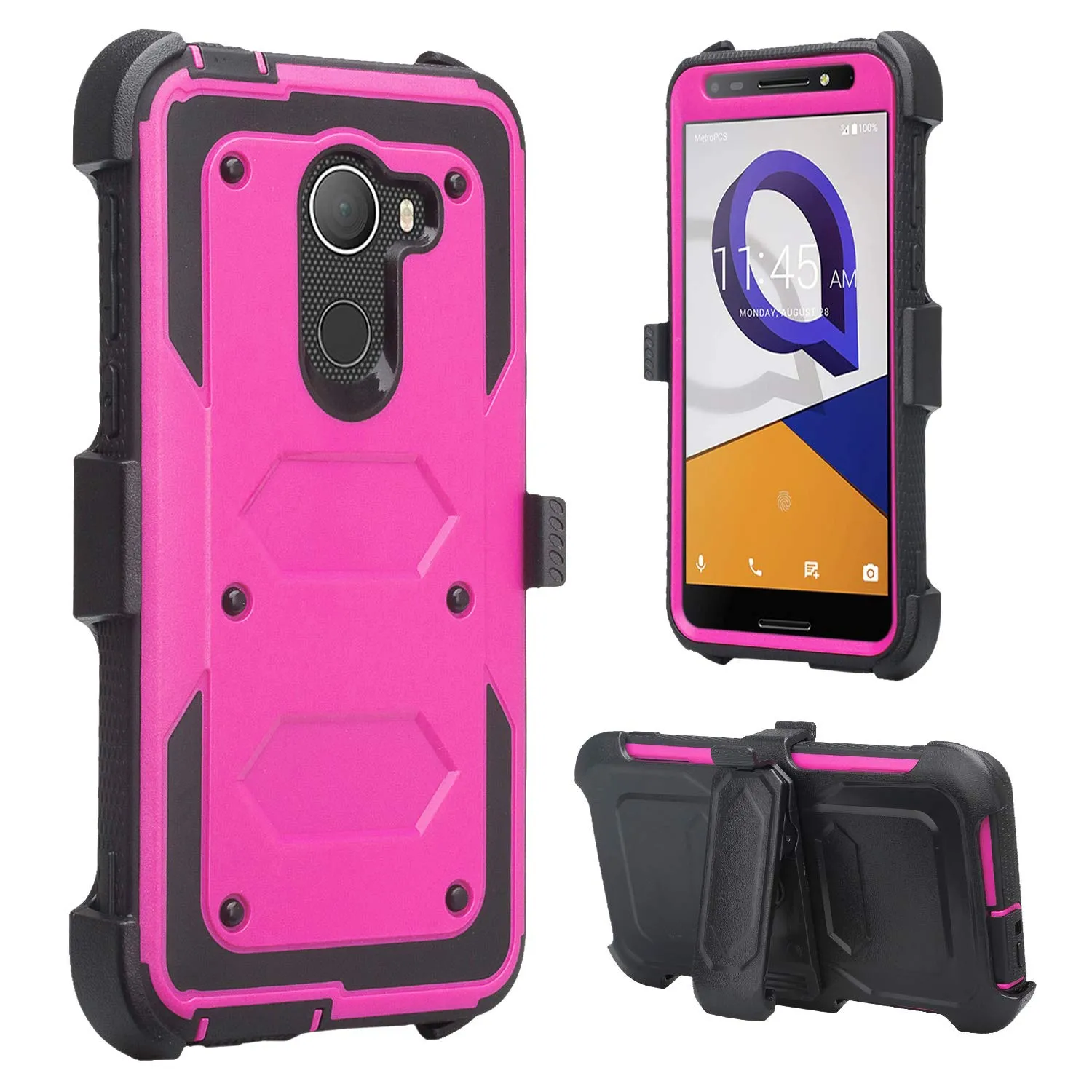 Jitterbug Smart 2, Smart2, A30 Plus, A30 Fierce, Tmobile REVVL, A30 Walters Case, Triple Protection 3-in-1 Heavy Duty Holster Shell Combo Clip Cover - Purple
