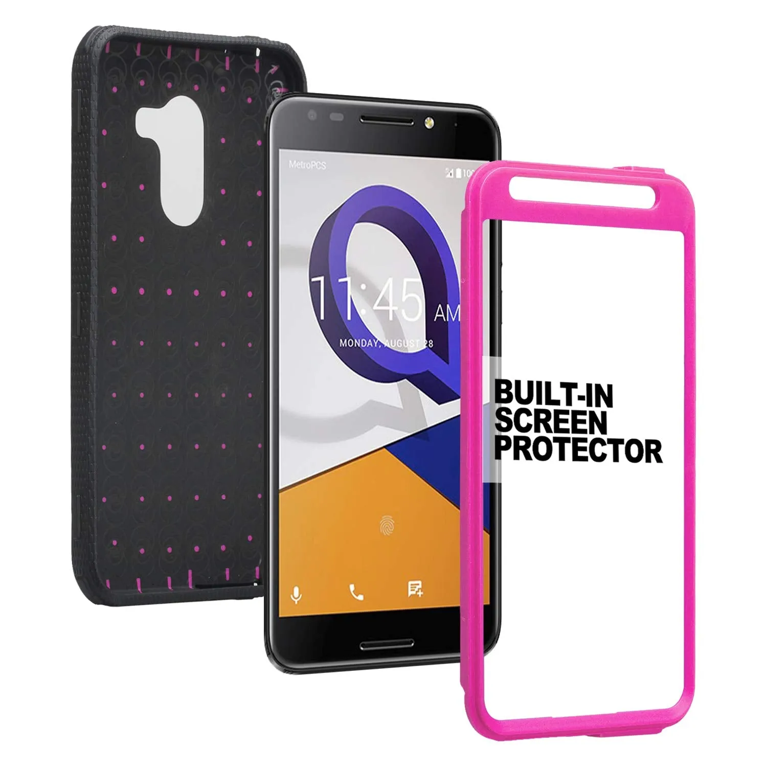 Jitterbug Smart 2, Smart2, A30 Plus, A30 Fierce, Tmobile REVVL, A30 Walters Case, Triple Protection 3-in-1 Heavy Duty Holster Shell Combo Clip Cover - Purple