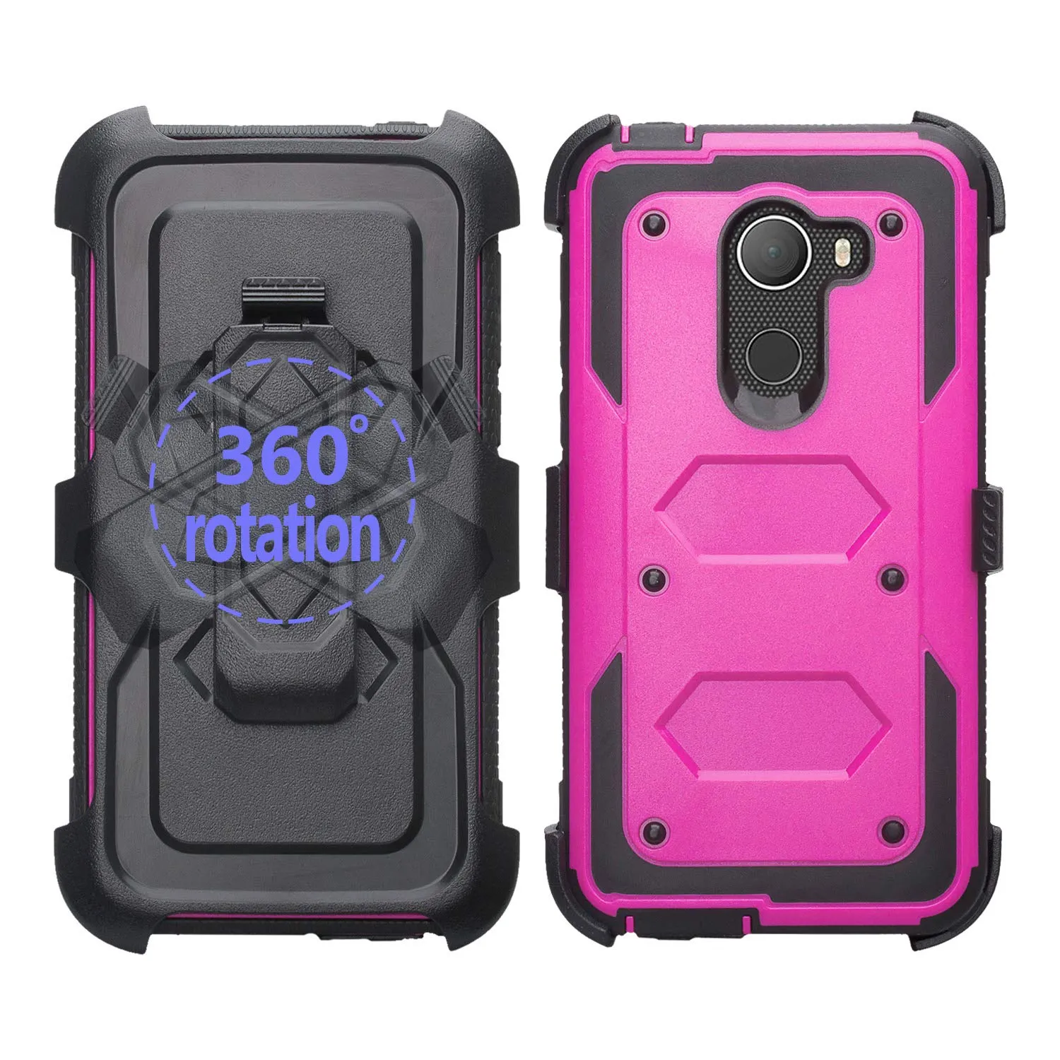 Jitterbug Smart 2, Smart2, A30 Plus, A30 Fierce, Tmobile REVVL, A30 Walters Case, Triple Protection 3-in-1 Heavy Duty Holster Shell Combo Clip Cover - Purple