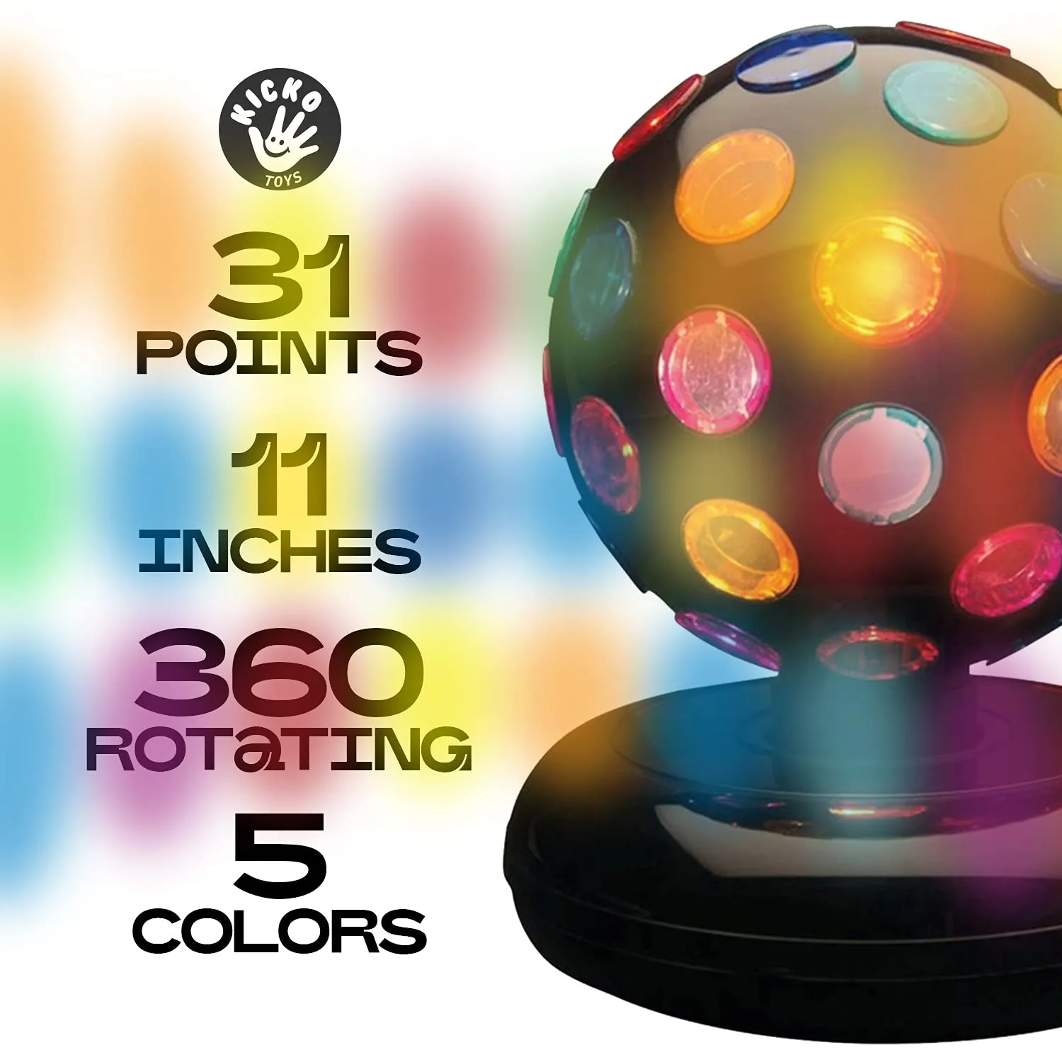 Kicko Spinning Disco Ball With Led Lights - For Parties, Lighting, Halloween, Christmas