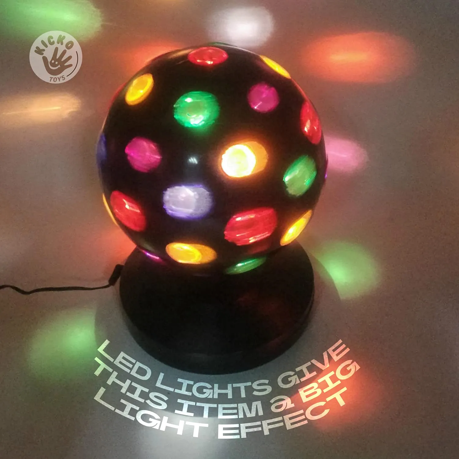 Kicko Spinning Disco Ball With Led Lights - For Parties, Lighting, Halloween, Christmas