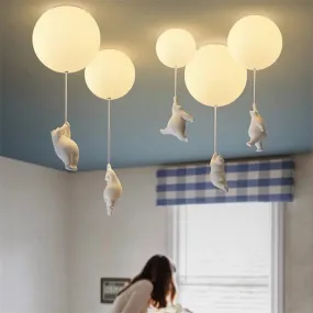 Kids Teddy Bears Holding Balloons Ceiling Light | Kids Room Decor Lights