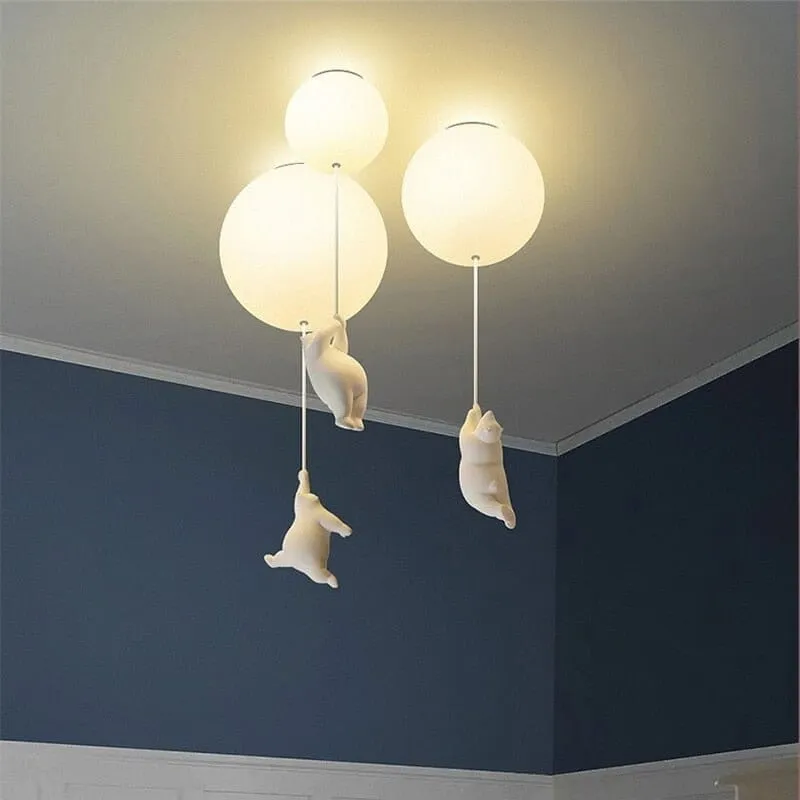 Kids Teddy Bears Holding Balloons Ceiling Light | Kids Room Decor Lights