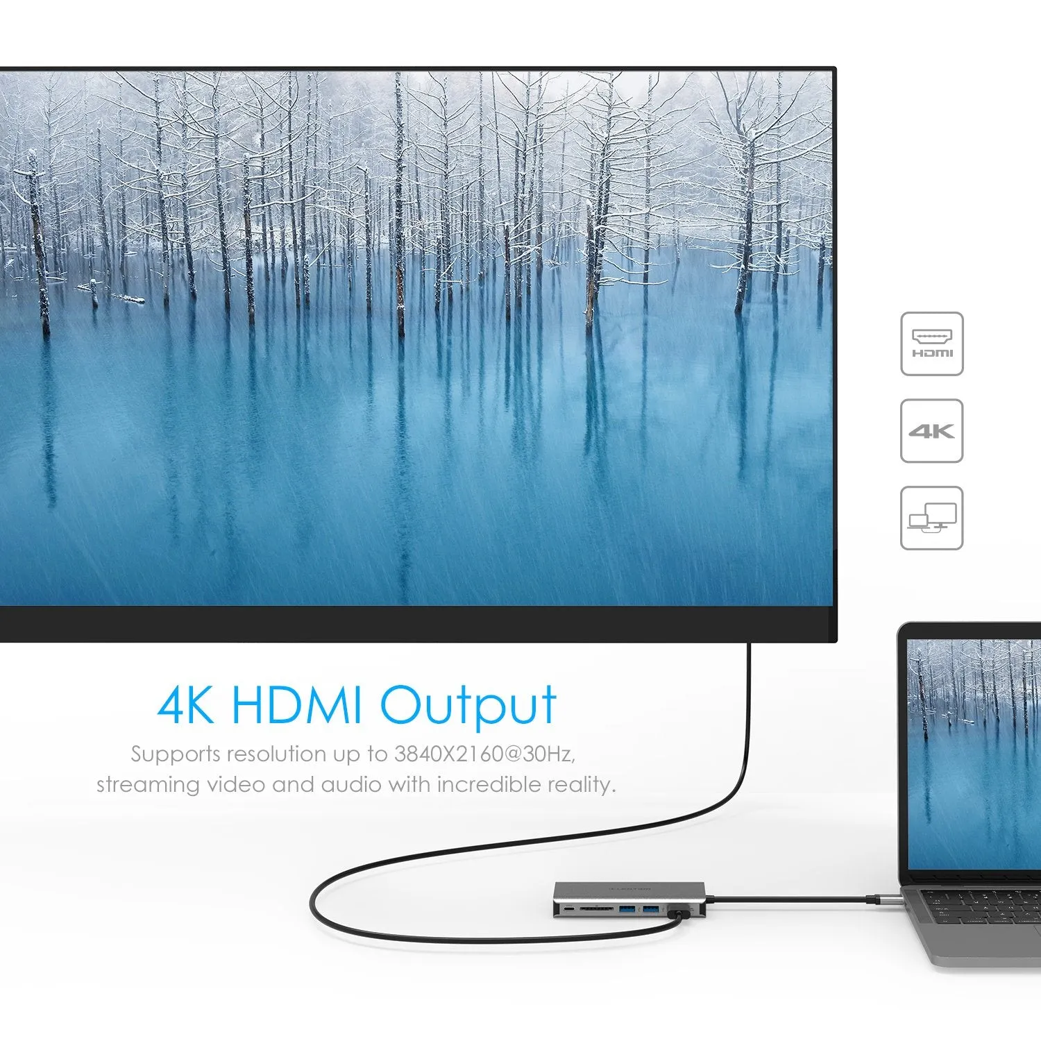 LENTION USB C Gigabit Ethernet Hub with VGA, HDMI, 3.5mm, SD Reader and More (CB-C73)