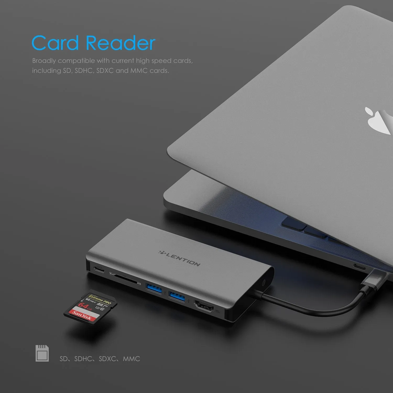 LENTION USB C Gigabit Ethernet Hub with VGA, HDMI, 3.5mm, SD Reader and More (CB-C73)