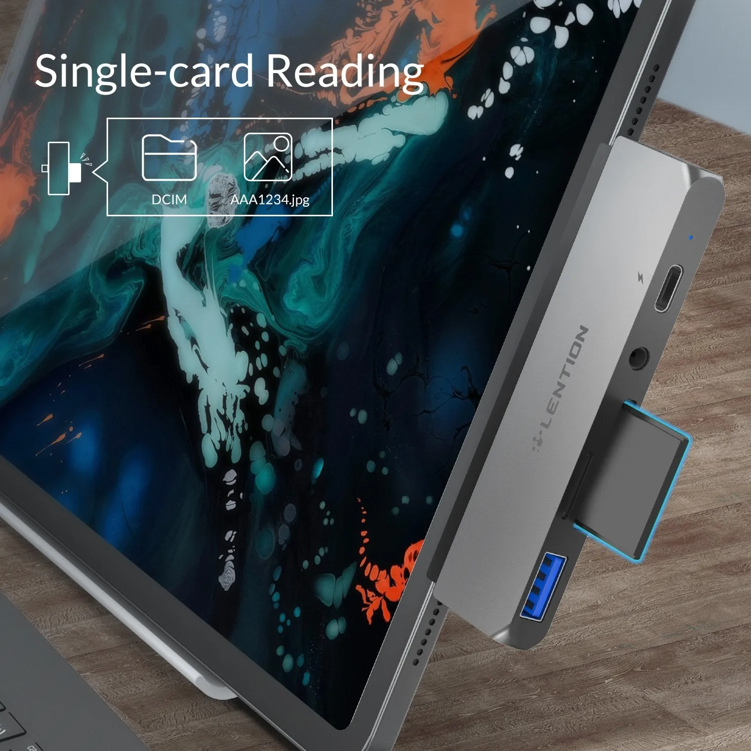 LENTION USB C Hub for New iPad Pro/ Air, with HDMI, USB 3.0, SD/Micro SD Reader, PD charging, 3.5mm (CB-CS17)