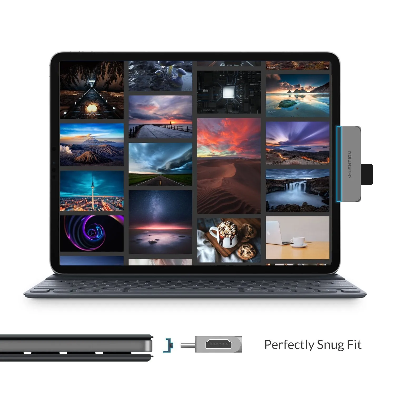 LENTION USB C Hub for New iPad Pro/ Air, with HDMI, USB 3.0, SD/Micro SD Reader, PD charging, 3.5mm (CB-CS17)