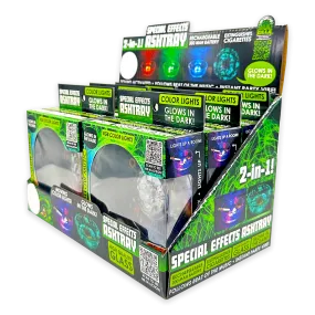 Light-Up Glass Ashtray with Multi-Color LED Lights - 6 Pieces Per Retail Ready Display 23744
