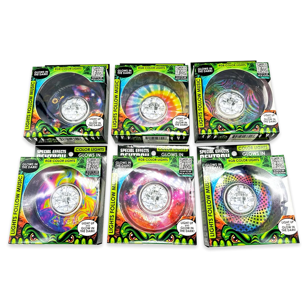 Light-Up Glass Ashtray with Multi-Color LED Lights - 6 Pieces Per Retail Ready Display 23744