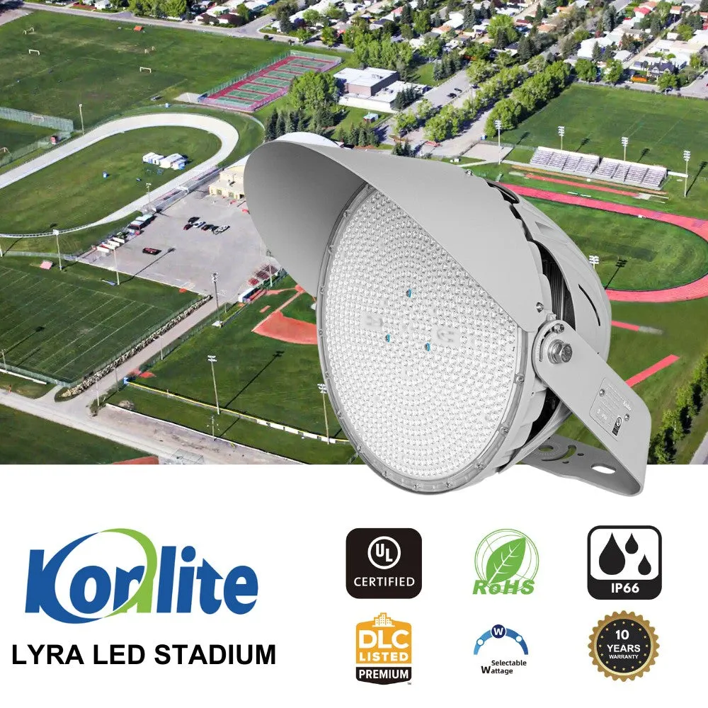LYRA LED Stadium Light -  500W/400W/300W Selectable - Up to 75,000lm - 5000K - 200-480V  - 4H4V - 1500W Equal - 10 Year Warranty