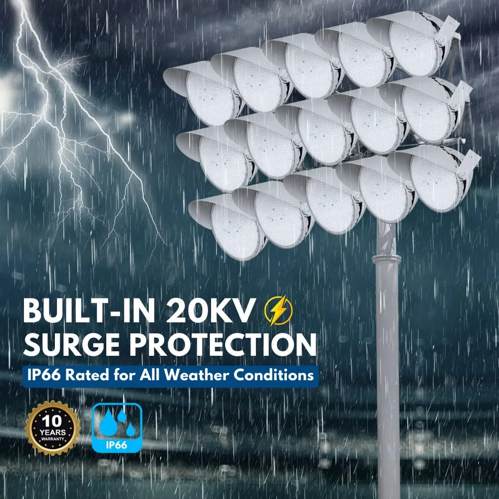 LYRA LED Stadium Light -  500W/400W/300W Selectable - Up to 75,000lm - 5000K - 200-480V  - 4H4V - 1500W Equal - 10 Year Warranty