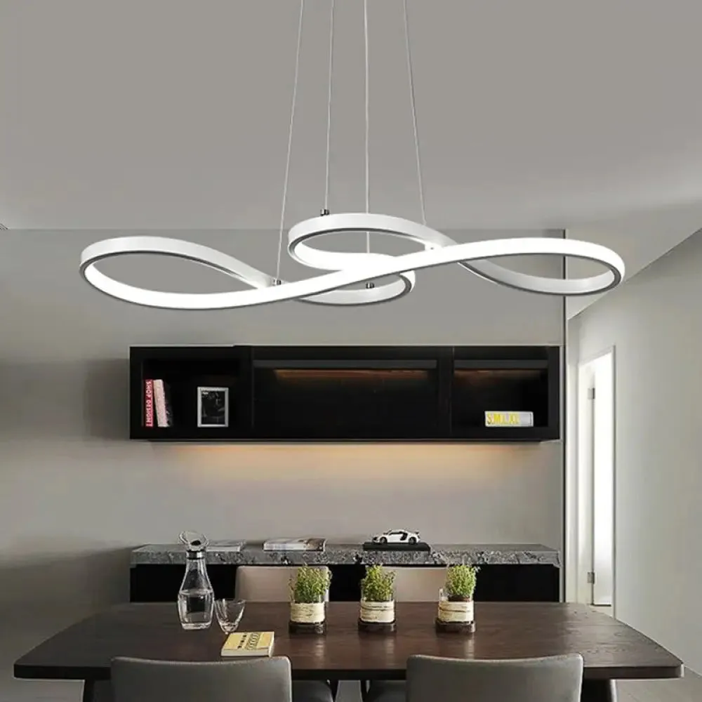 Minimalist Metal LED Island Light with Musical Notes Design for Dining Room