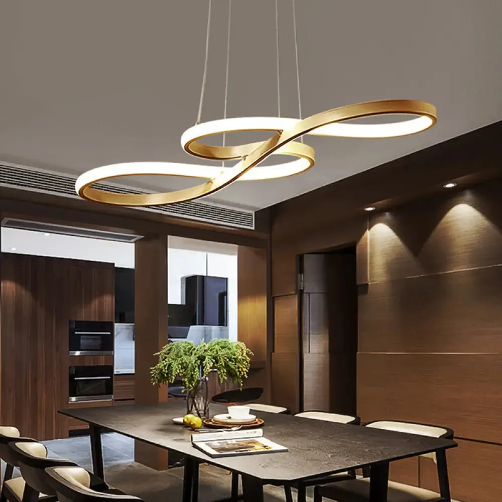 Minimalist Metal LED Island Light with Musical Notes Design for Dining Room