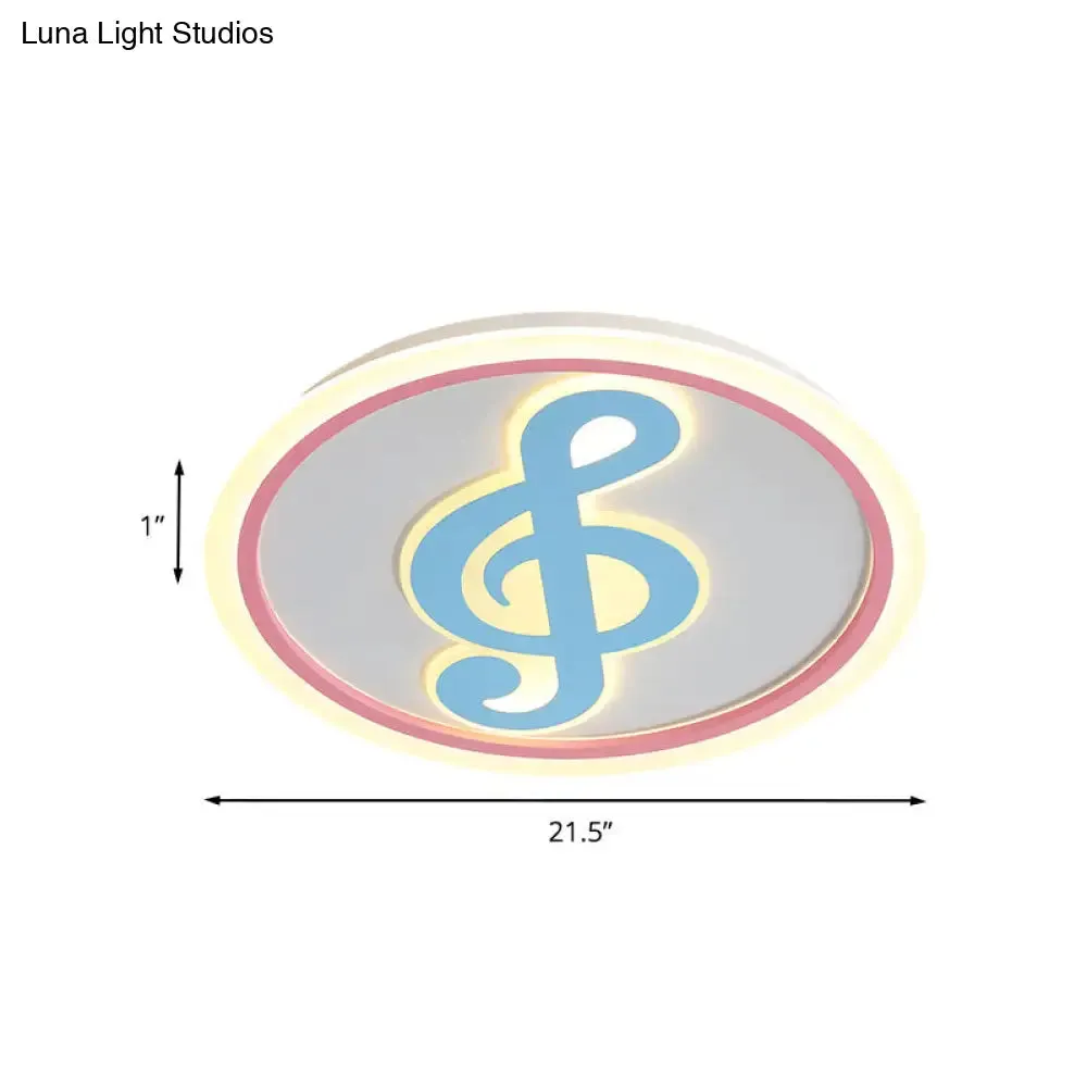 Modern LED Acrylic Flush Light - Blue Music Note Shaped Ceiling Lamp in White/Warm Light