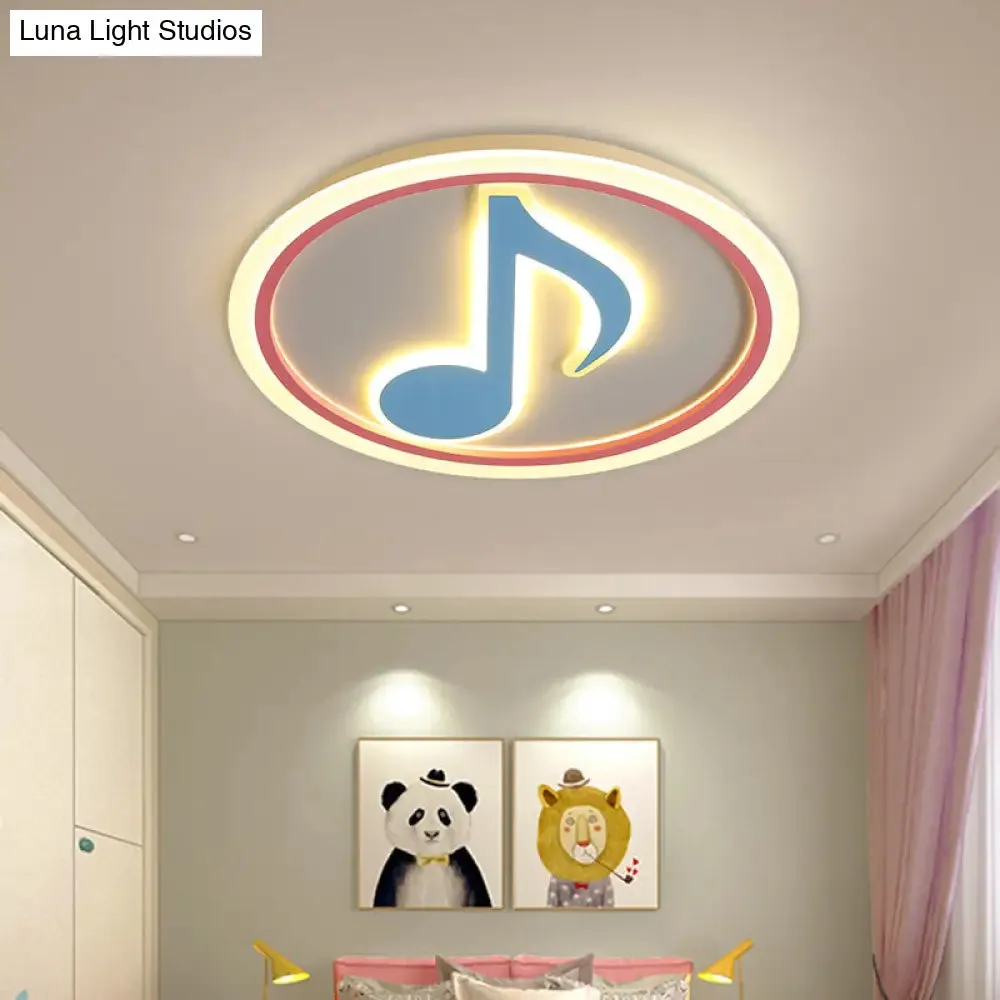 Modern LED Acrylic Flush Light - Blue Music Note Shaped Ceiling Lamp in White/Warm Light