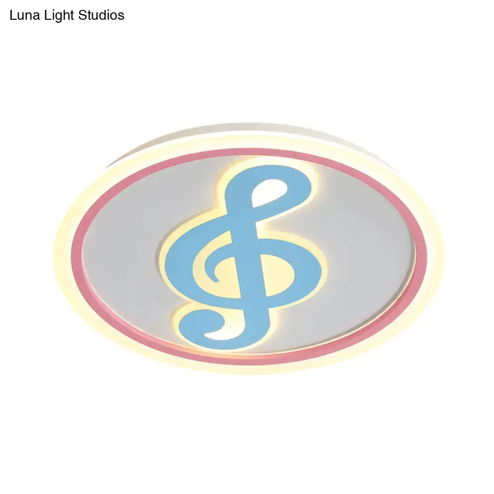 Modern LED Acrylic Flush Light - Blue Music Note Shaped Ceiling Lamp in White/Warm Light