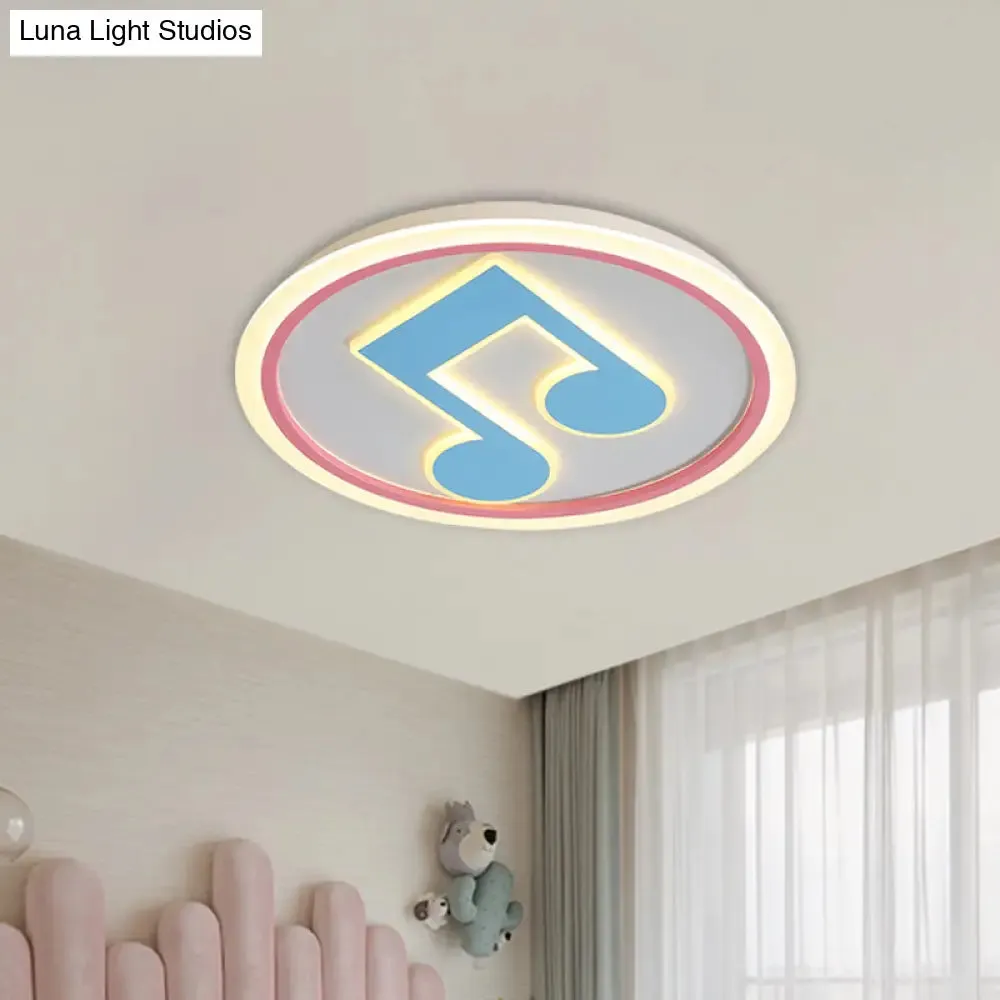 Modern LED Acrylic Flush Light - Blue Music Note Shaped Ceiling Lamp in White/Warm Light